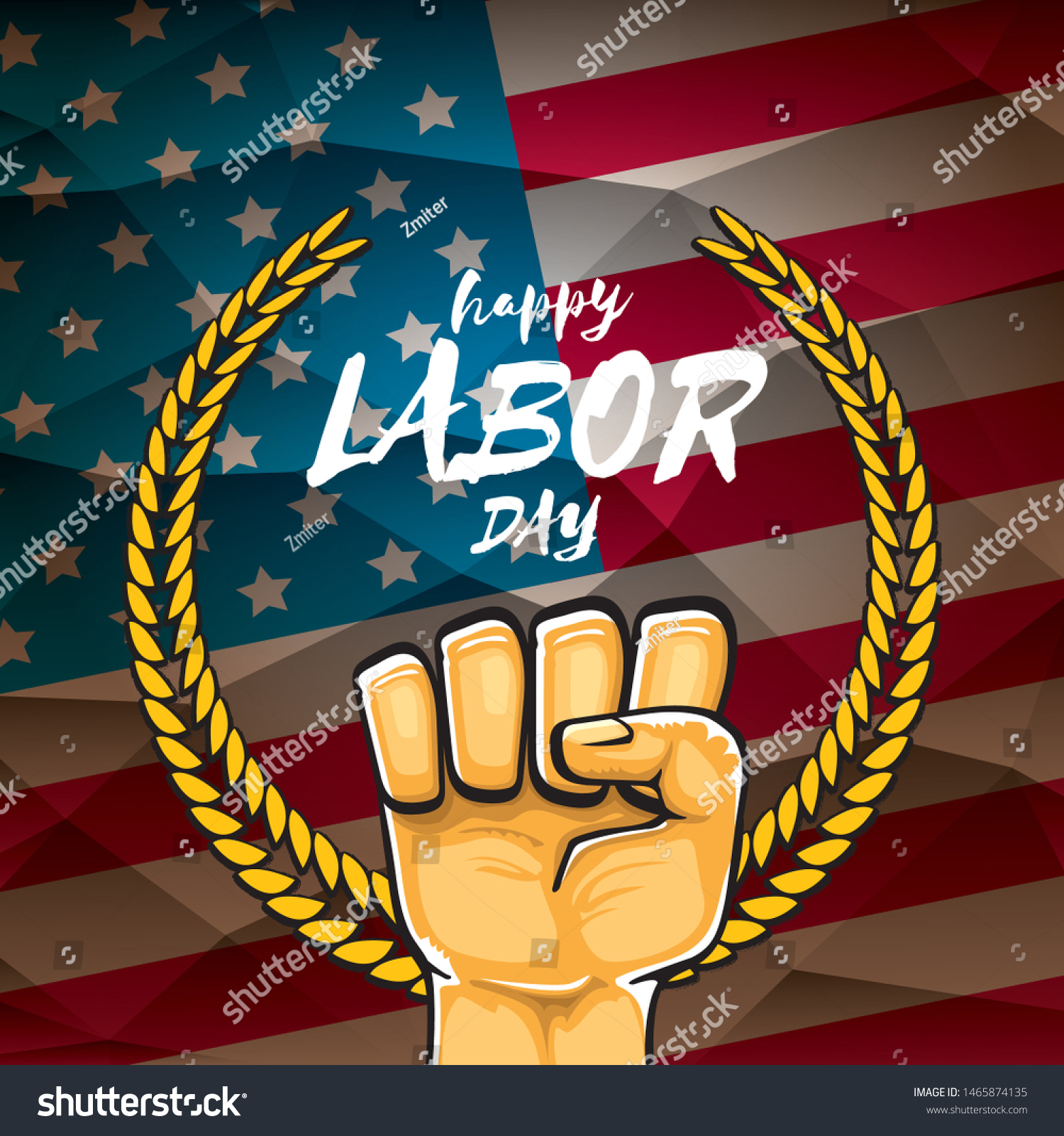 Happy labor day usa vector poster with strong Royalty Free Stock