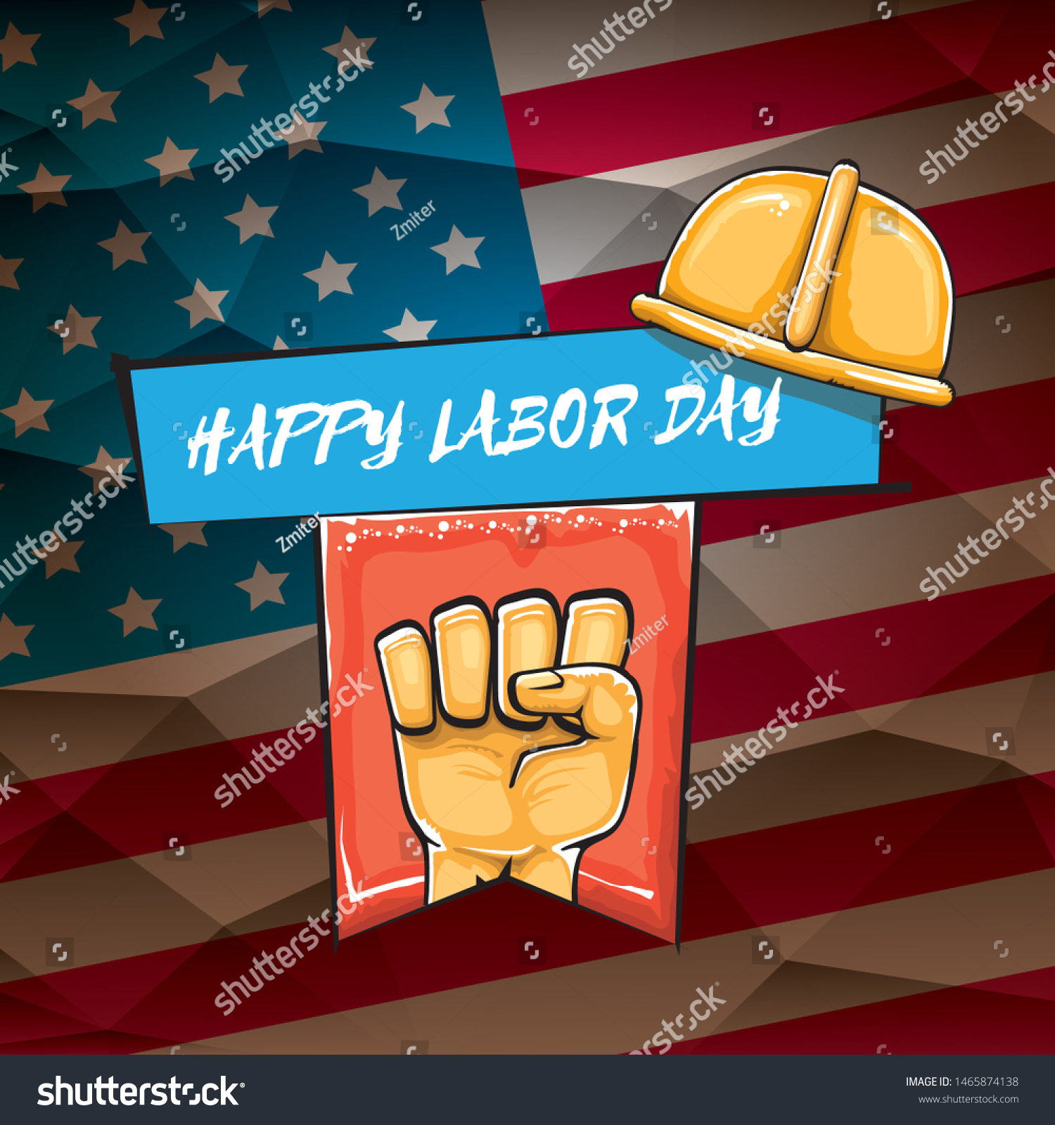 Happy labor day usa vector poster with strong Royalty Free Stock