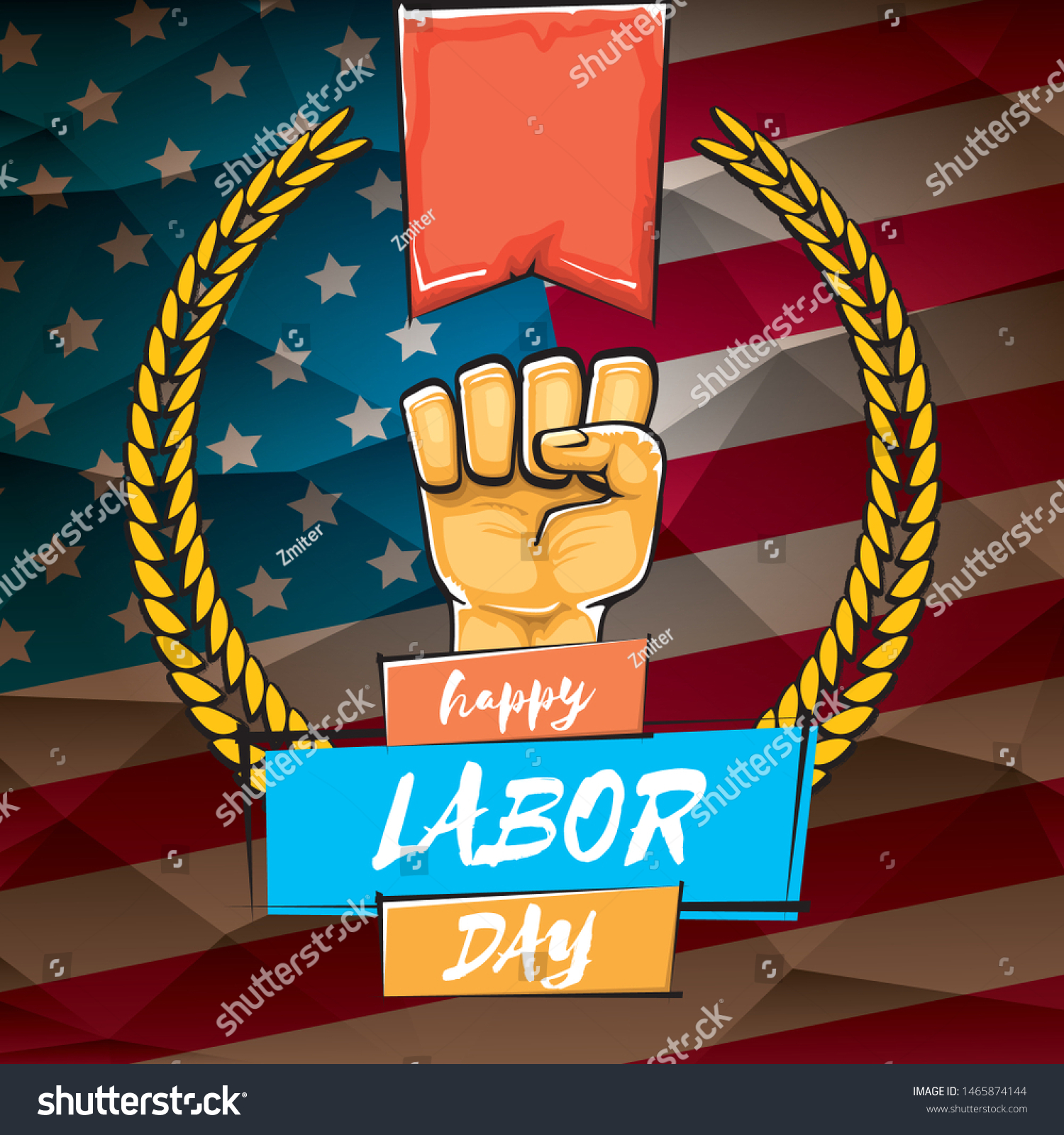 Happy labor day usa vector poster with strong Royalty Free Stock