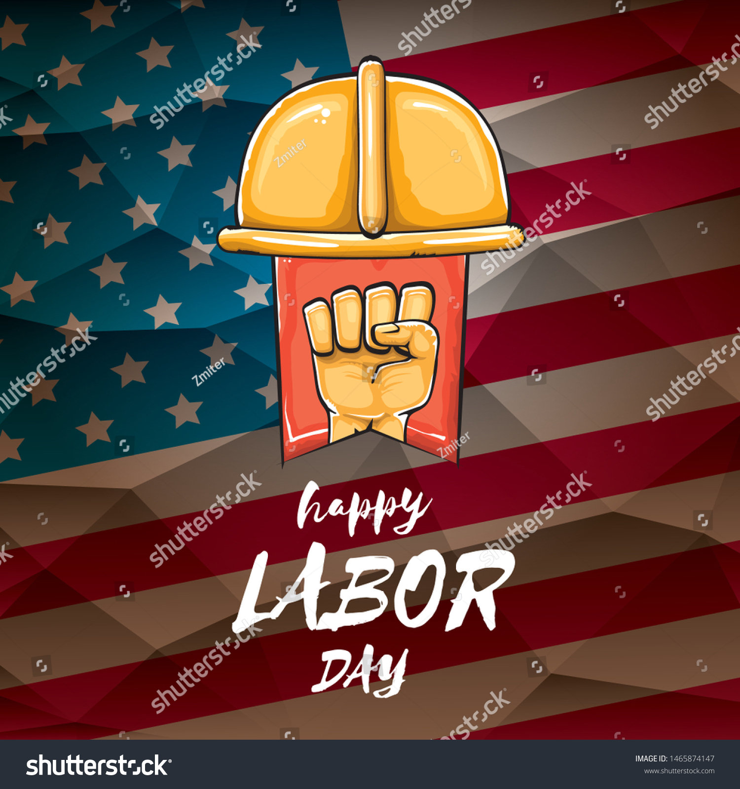 Happy labor day usa vector poster with strong Royalty Free Stock