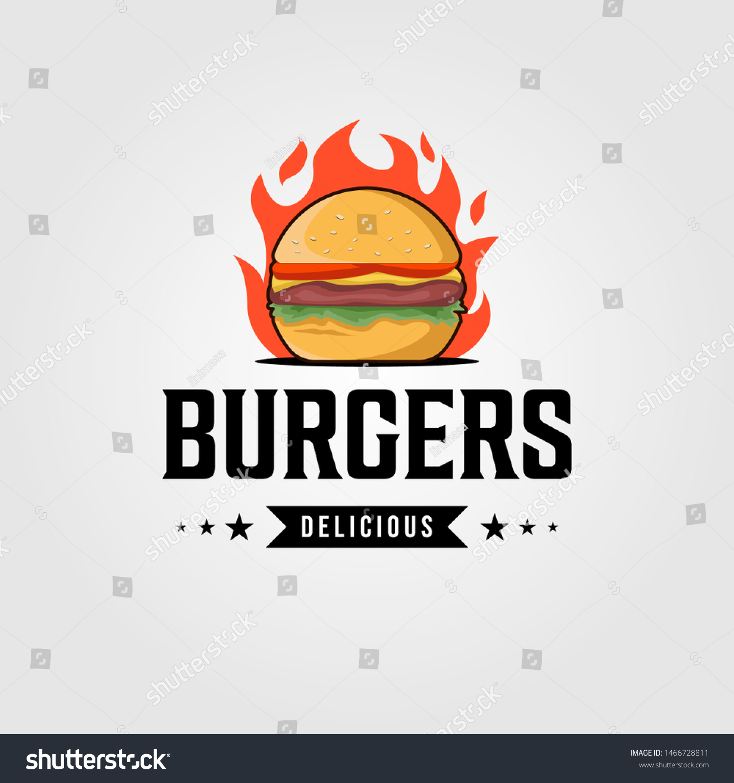 Vintage Hot Burgers Logo Designs Royalty Free Stock Vector 1466728811