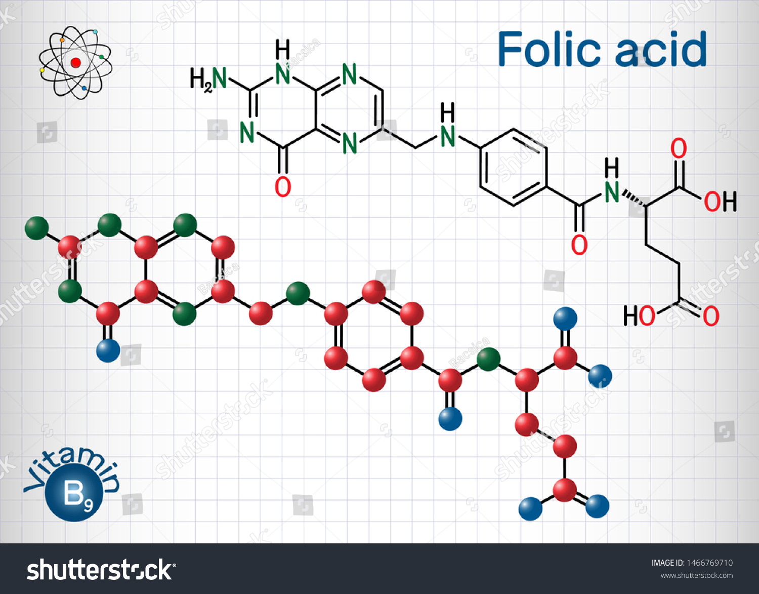 Folic Acid, Folate Molecule. It Is Known As - Royalty Free Stock Vector ...