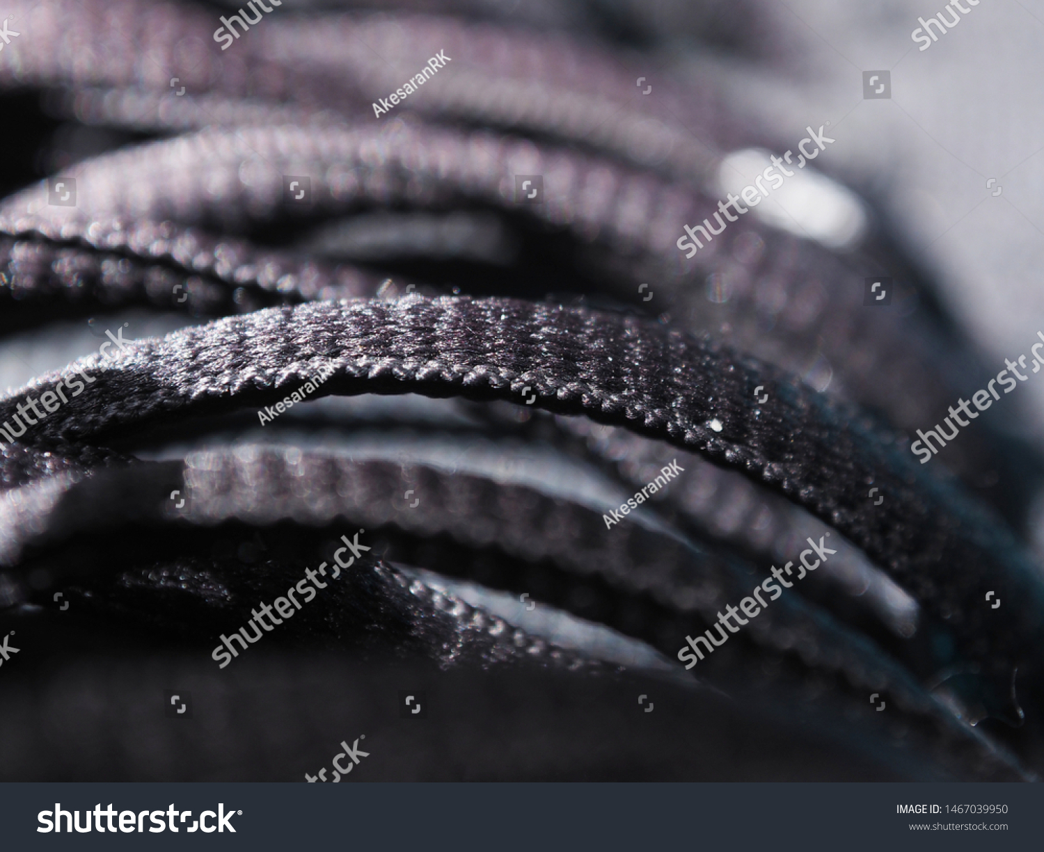 Close-up macro Detail of blackshoe laces on running shoes. lacing background texture for design. Selective focus. #1467039950