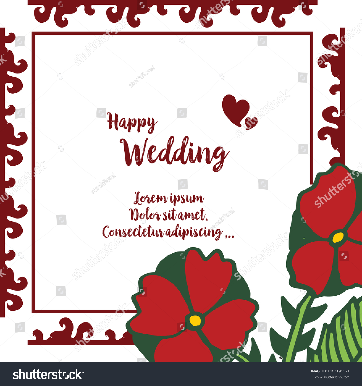 Vintage Red Flower Frame Template Of Card Happy Royalty Free Stock