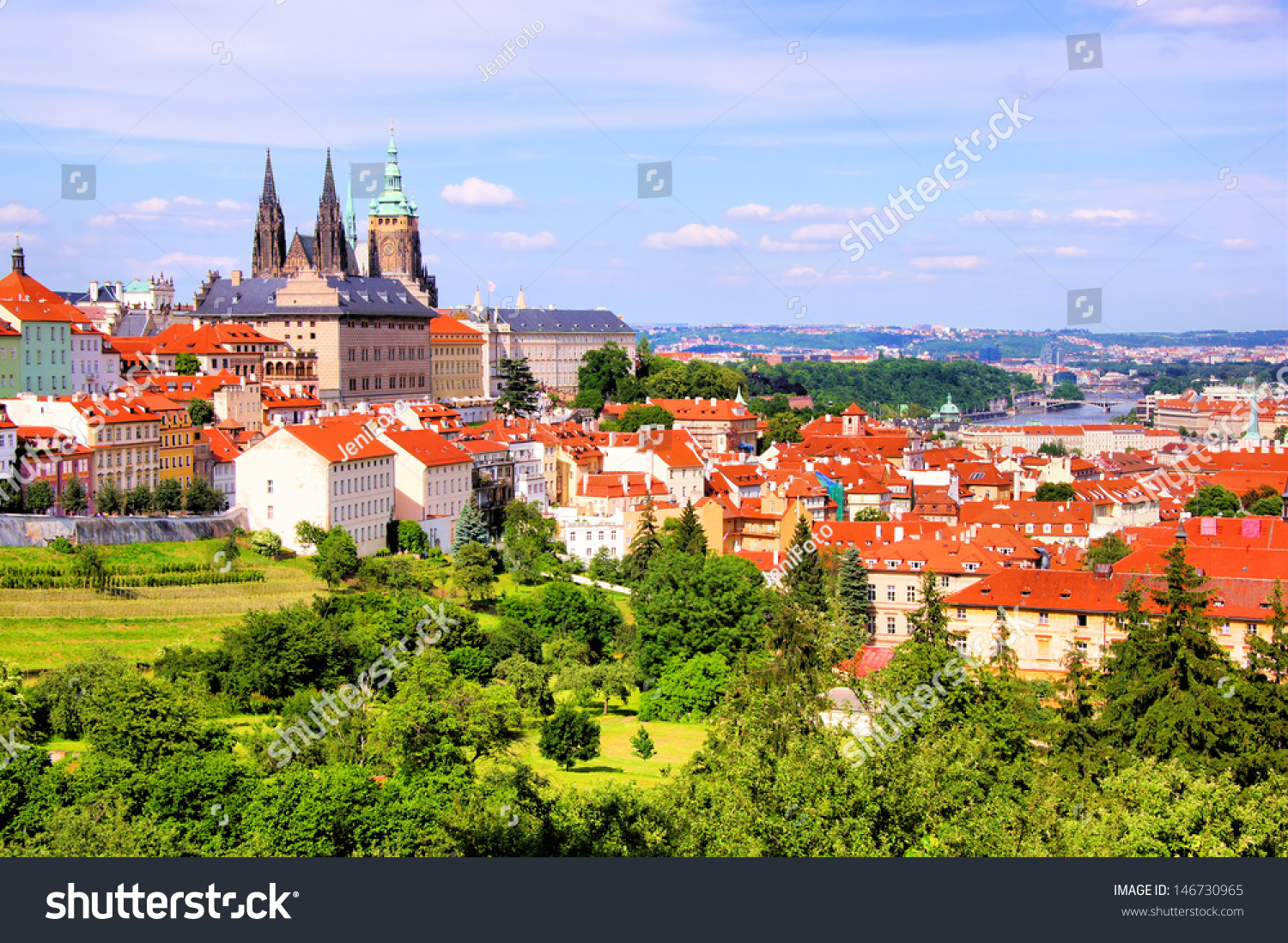 View over historic center of Prague with castle, Czech Republic #146730965