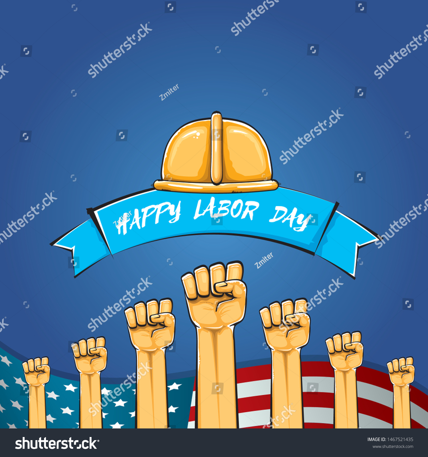 Happy labor day usa vector poster with strong Royalty Free Stock