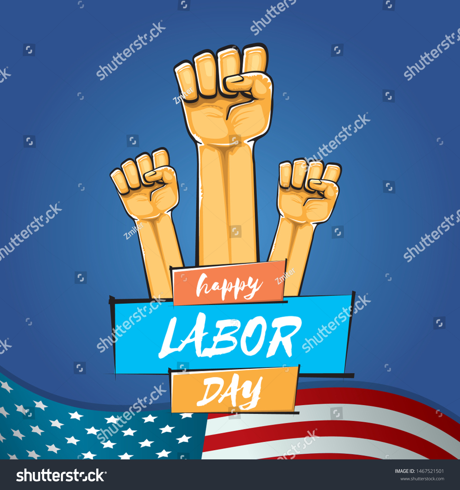 Happy labor day usa vector poster with strong Royalty Free Stock