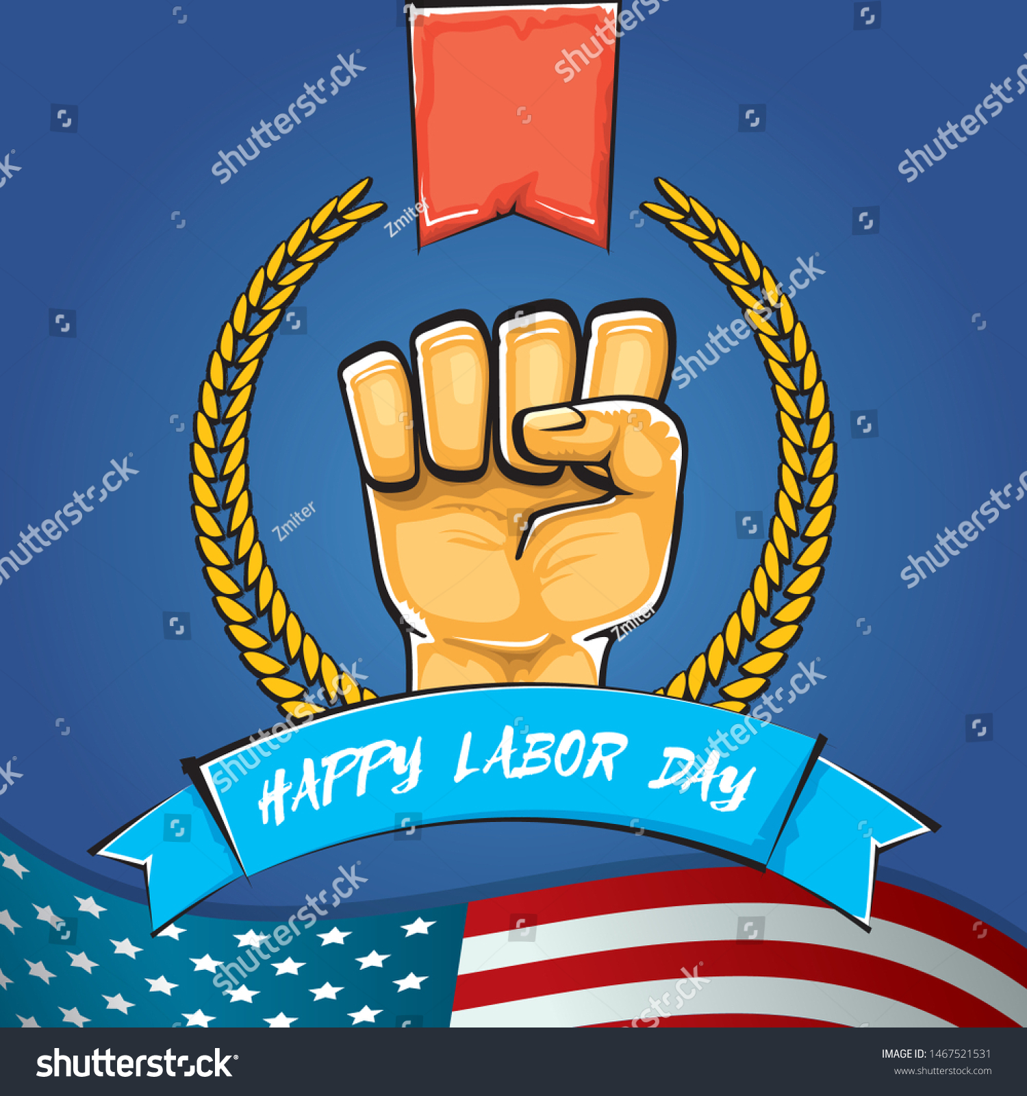 Happy labor day usa vector poster with strong Royalty Free Stock