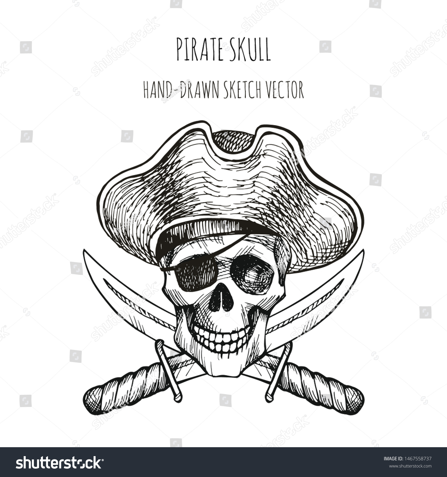 Human Skull Pirate Symbol Jolly Roger Human Royalty Free Stock