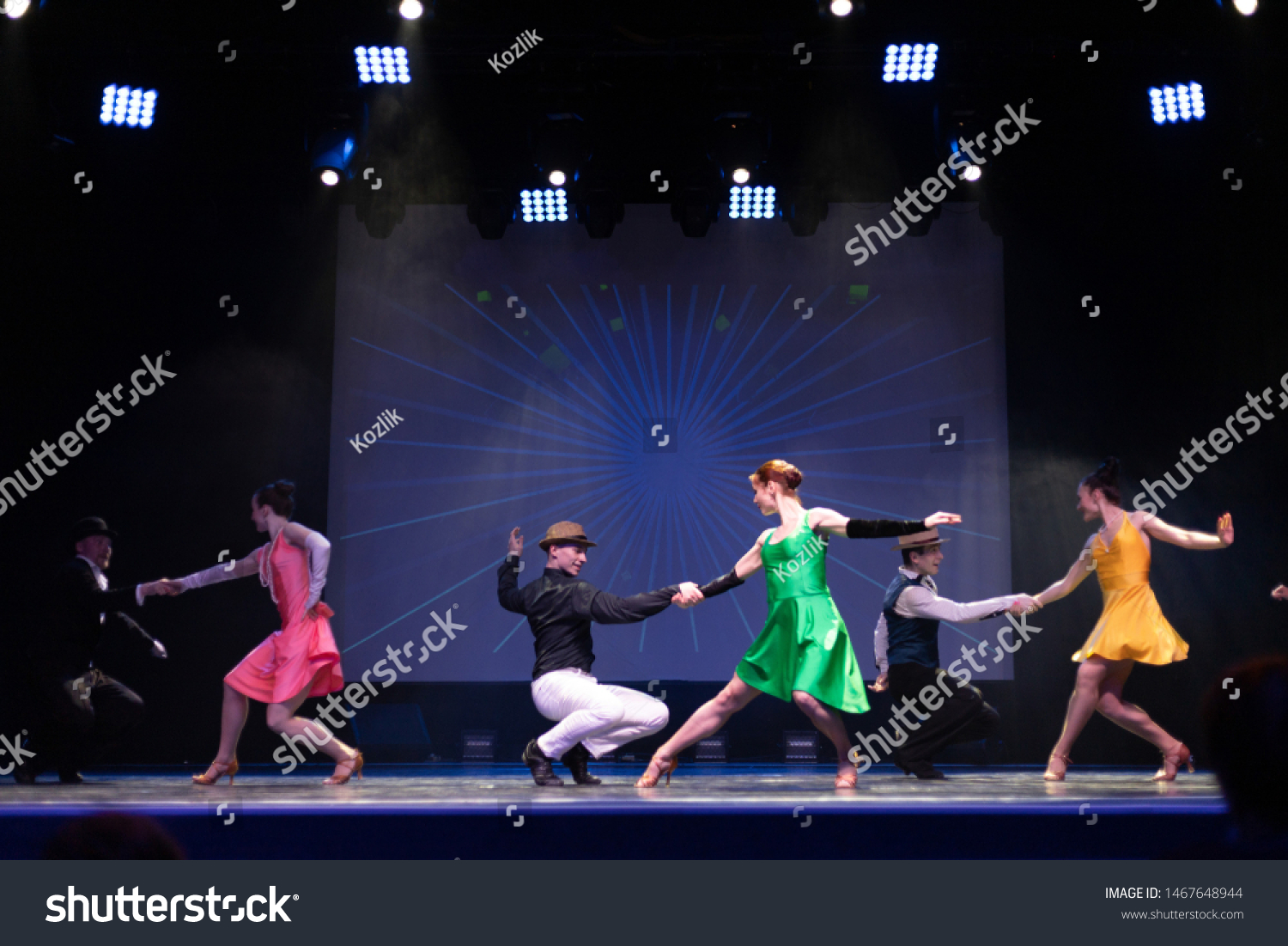 Dancer Actors perform on the theater stage in a dance show musical #1467648944