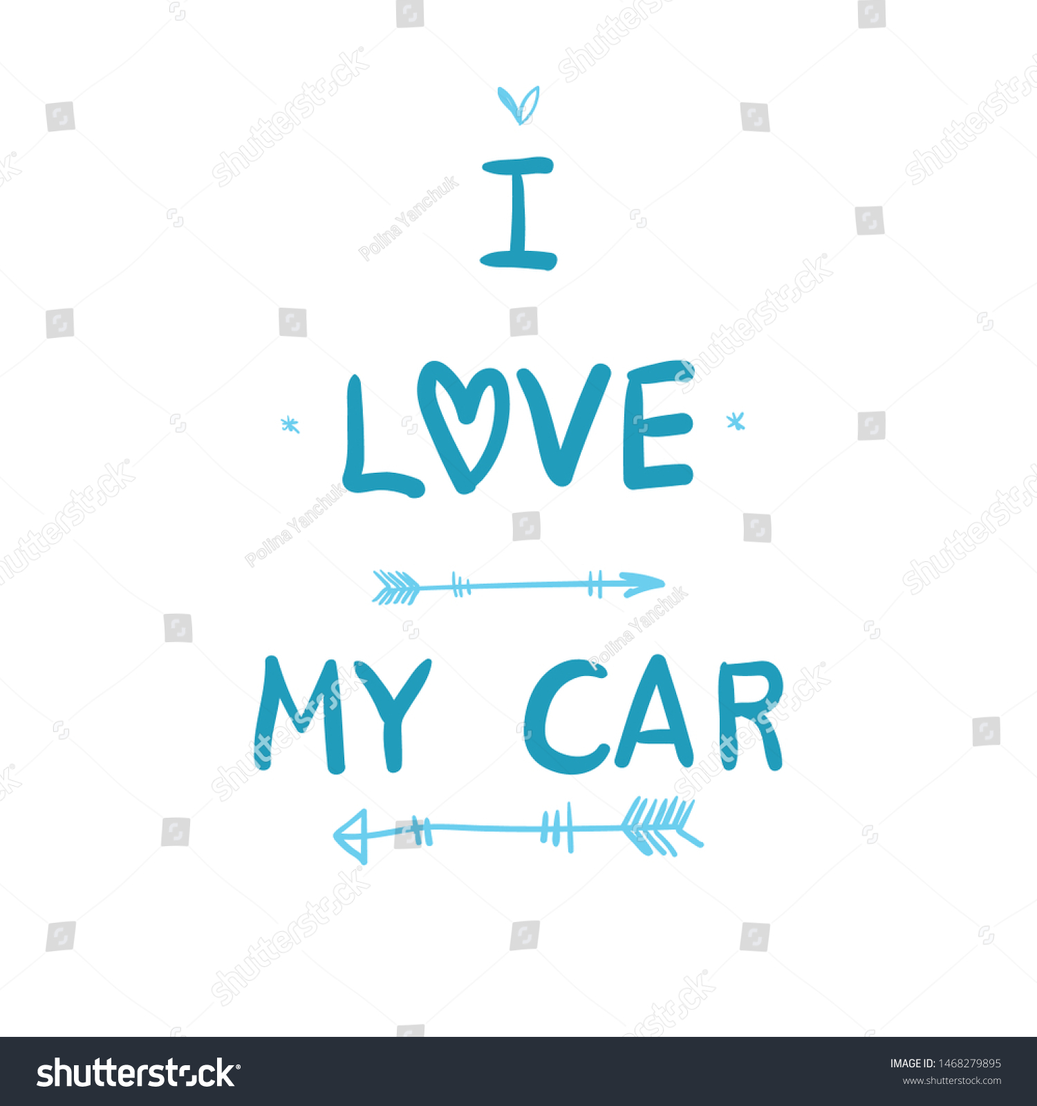 I love my car. Illustration with retro hand - Royalty Free Stock Vector