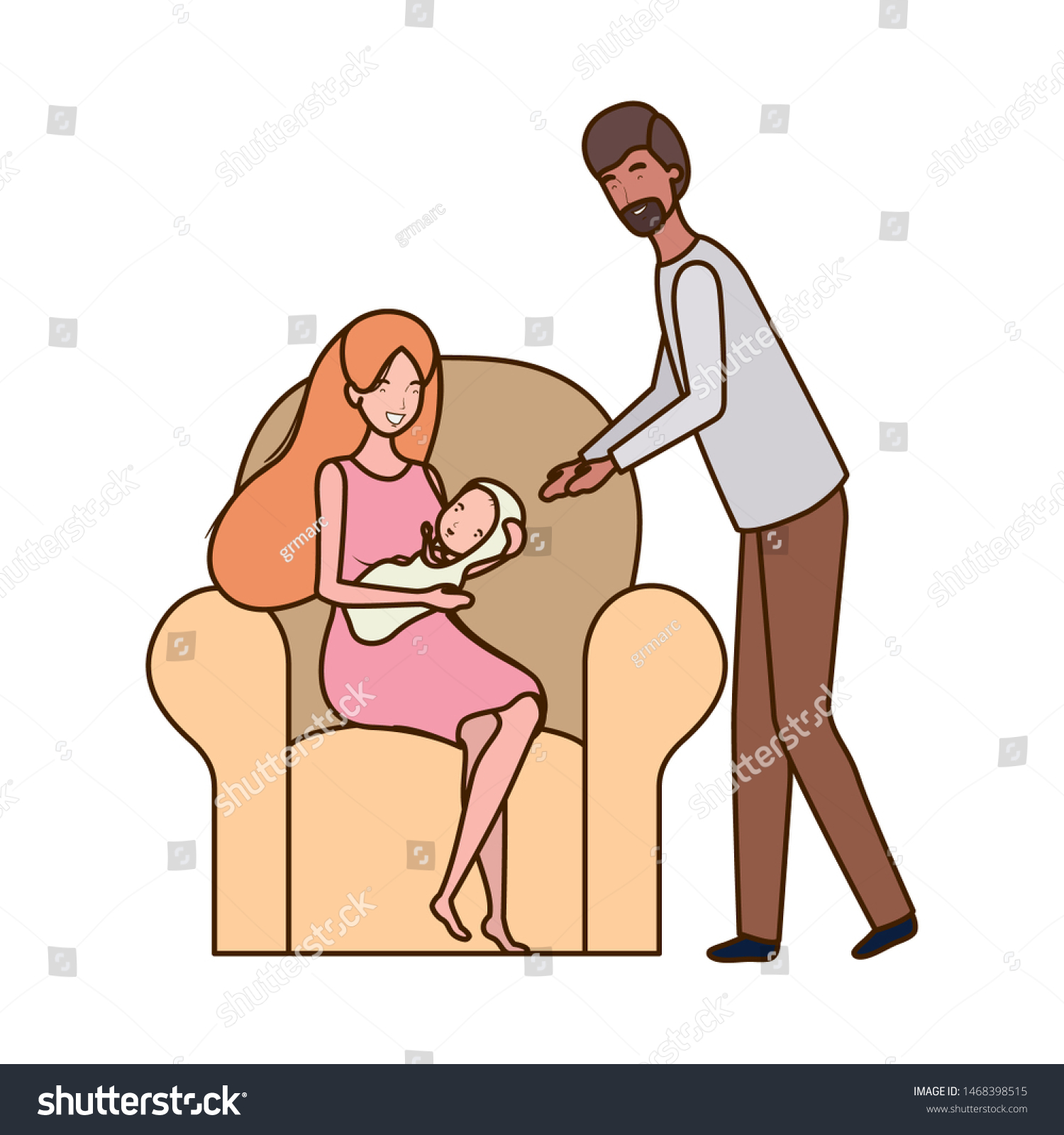 isolated-mother-and-father-with-baby-design-royalty-free-stock-vector