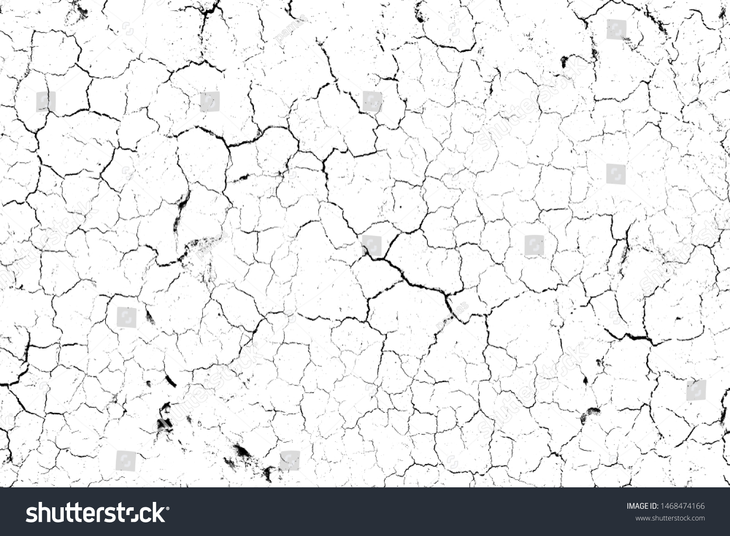 top view cracked soil ground Earth texture on white background, desert cracks,Dry surface Arid in drought land, floor has many grooves and scratches. The distressed has been shown to last a long time. #1468474166