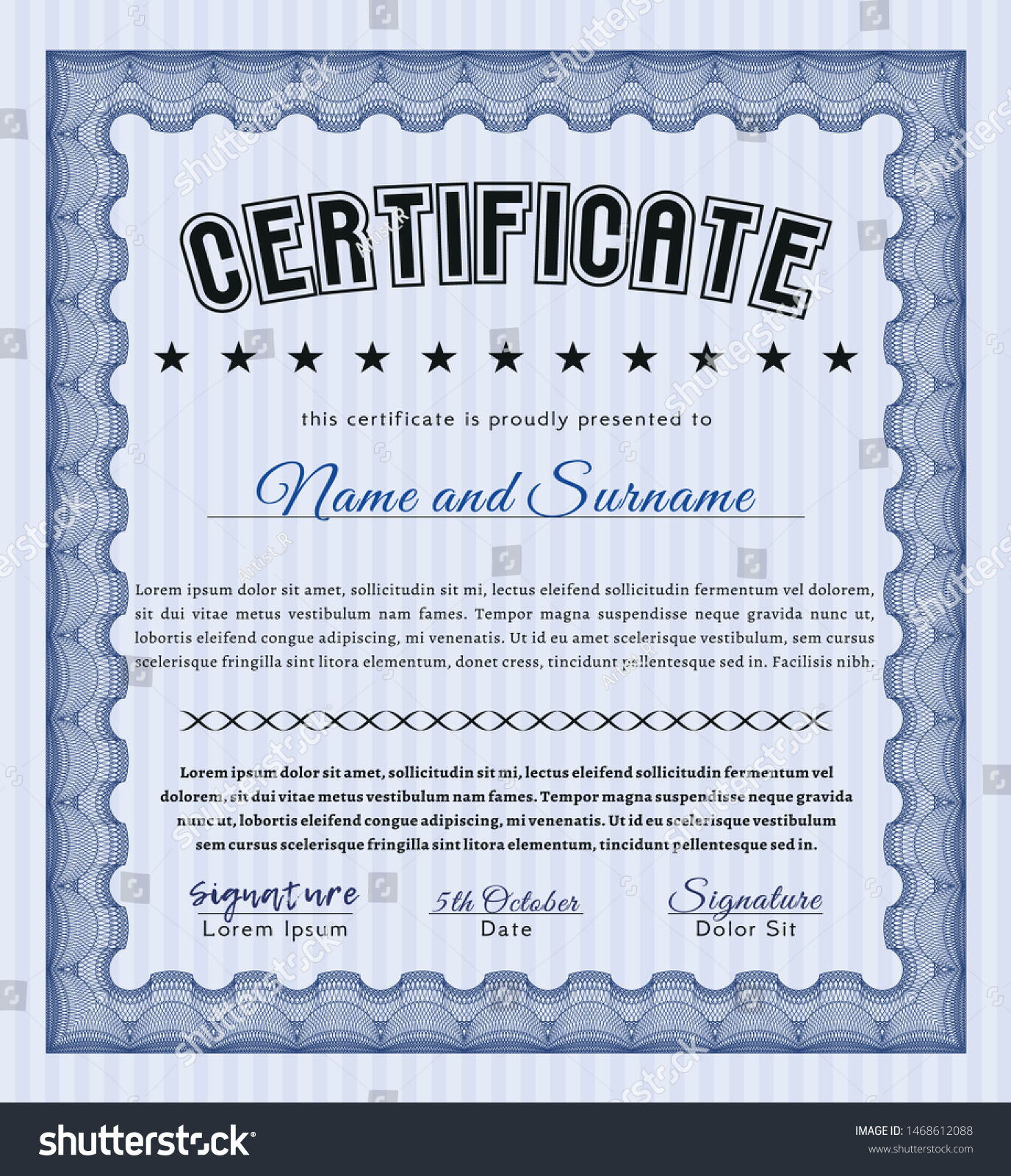 Blue Certificate of achievement. Detailed. Easy - Royalty Free Stock ...