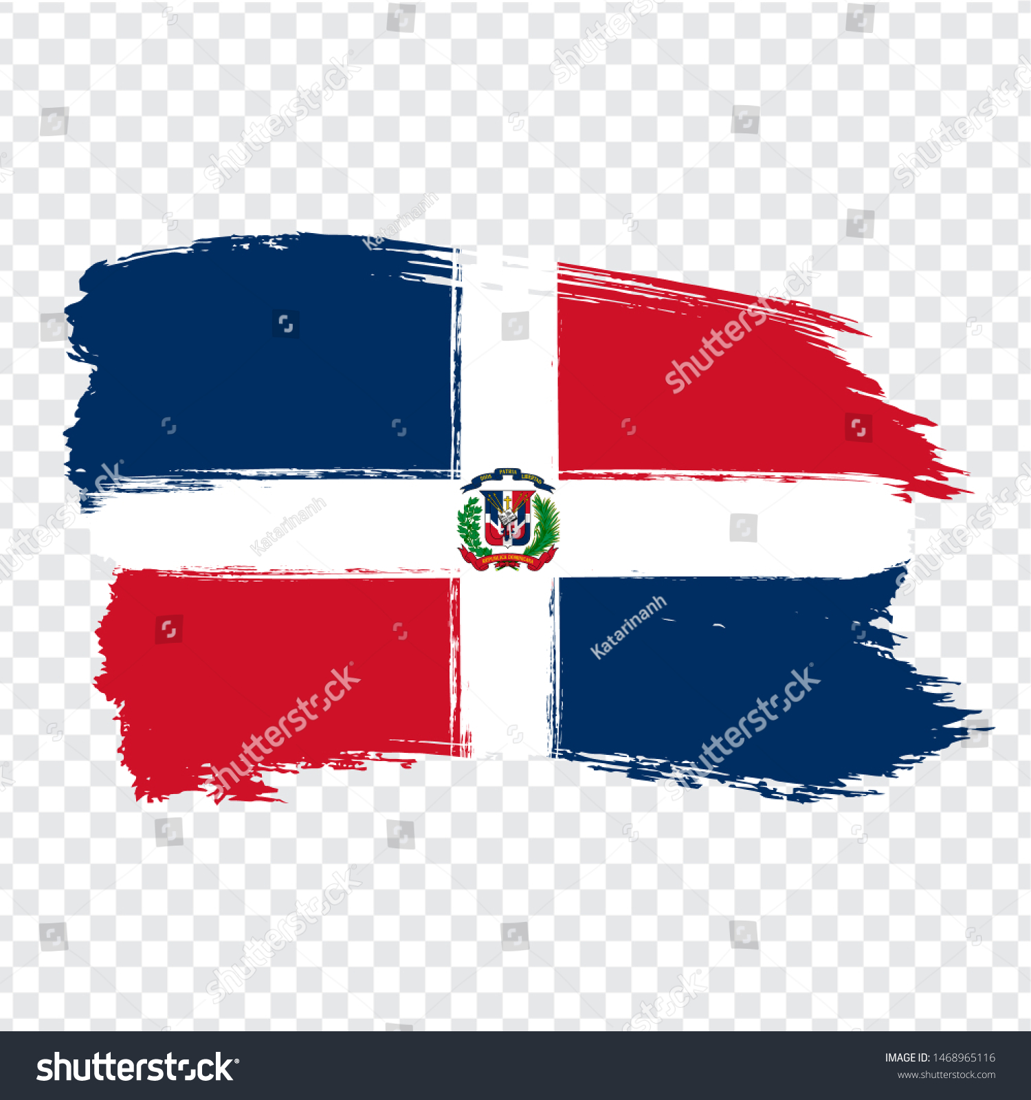 Flag Dominican Republic from brush strokes. Flag of Dominican Republic on transparent background for your web site design, logo, app, UI. Stock vector.  EPS10. #1468965116