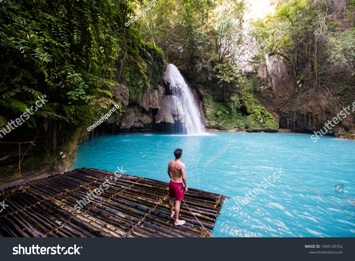 Kawasan waterfalls located on Cebu Island, Philippines - Beautiful waterfall in the jungle #1469120762