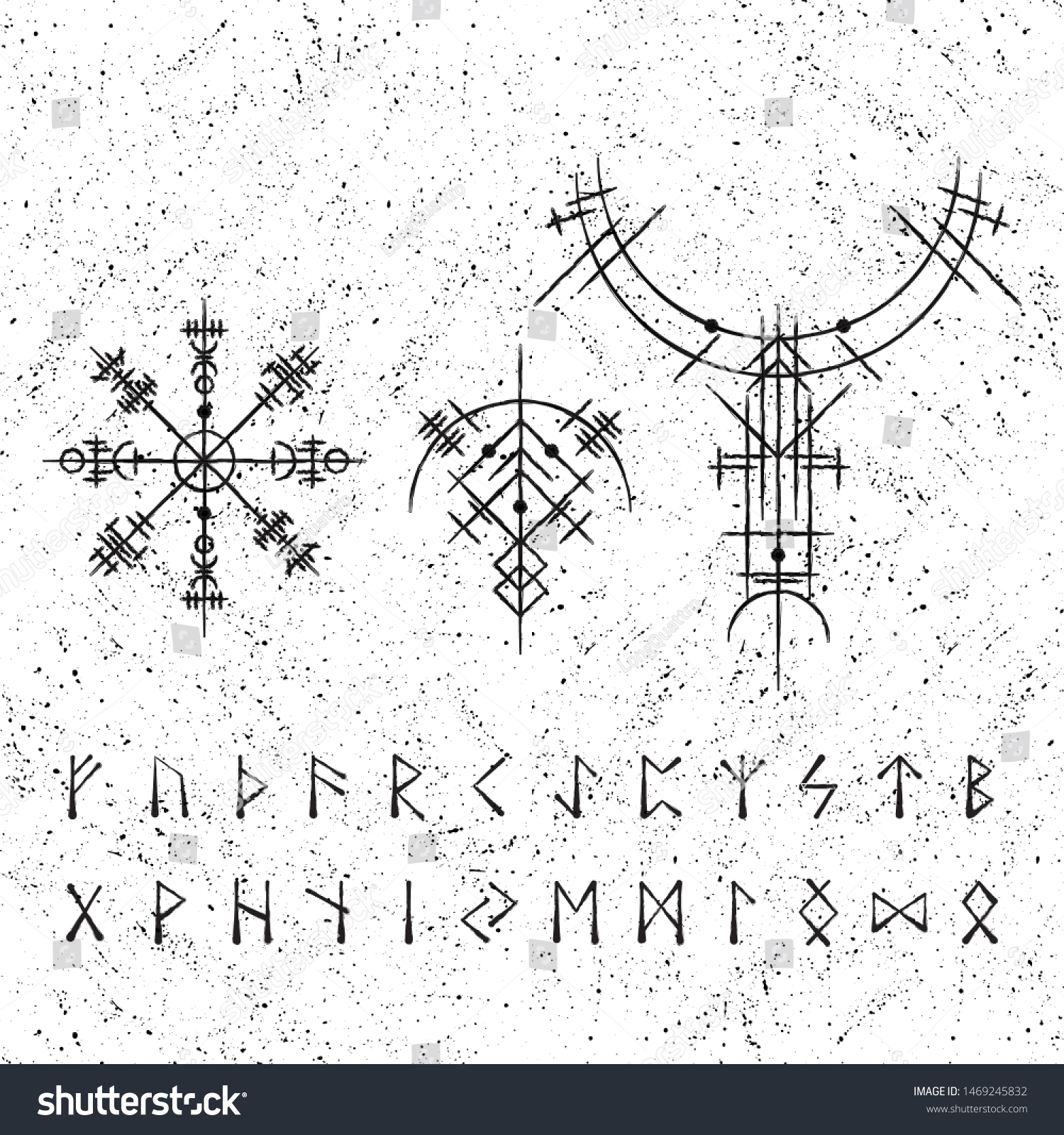 Black abstract viking magic symbols isolated on - Royalty Free Stock ...