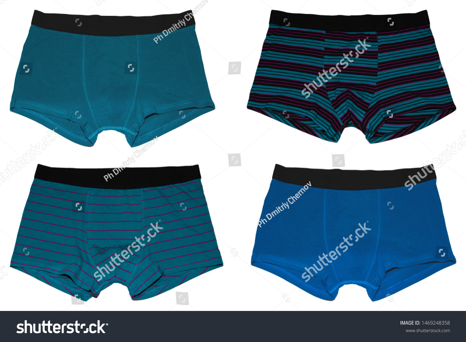 Set of male underwear. Set blue of male underwear. Pants boxers isolated on white background. Men's underwear. #1469248358