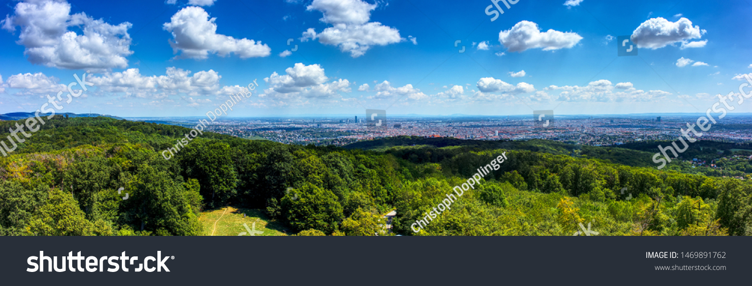 Vienna Austria Panorama blue sky clouds #1469891762
