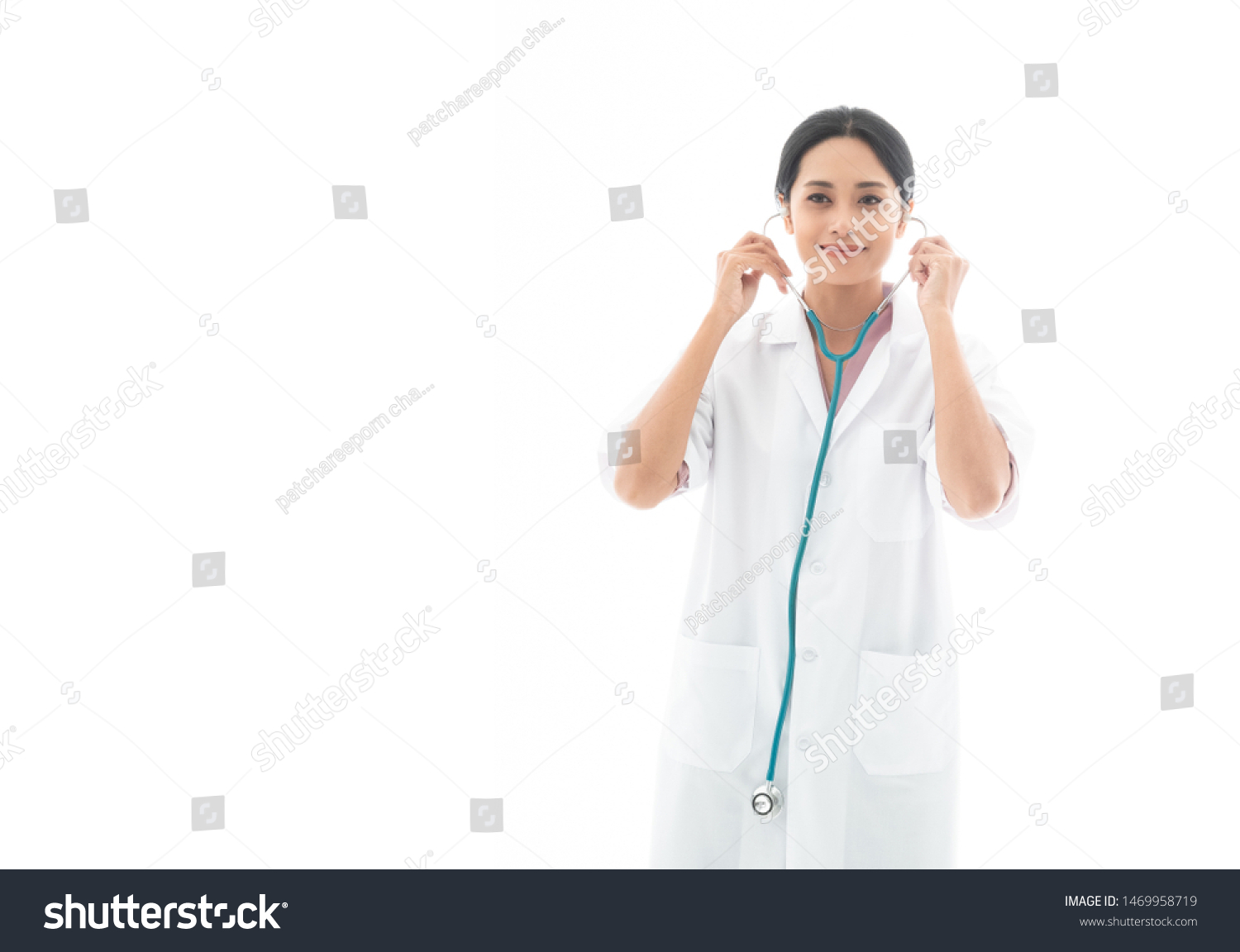 female doctor working in medical health care, She wearing a stethoscope.concept medical health care. #1469958719