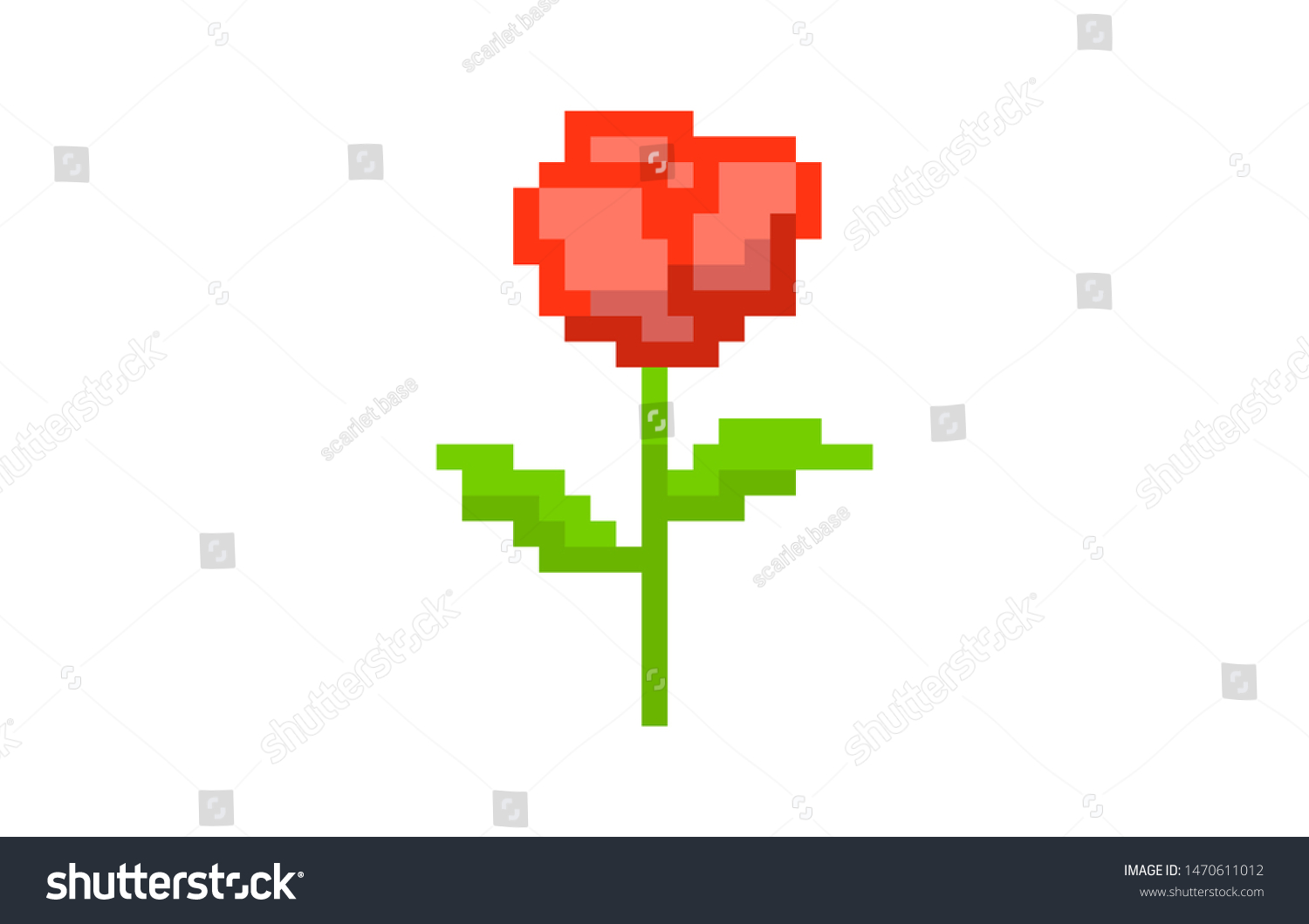 Pixel art red rose on white background vector - Royalty Free Stock ...