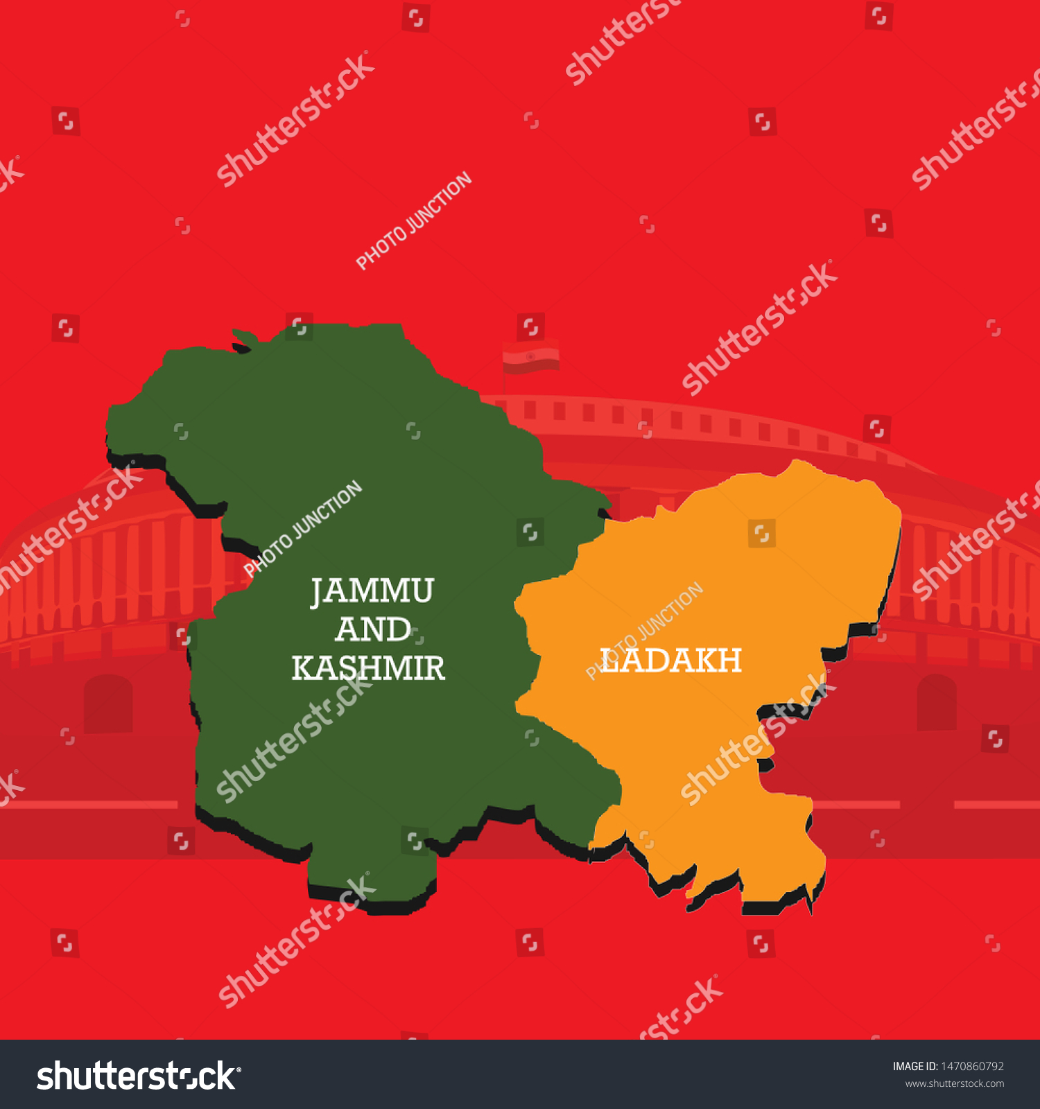 Jammu Kashmir Ladakh Map ( Union Territories Of - Royalty Free Stock ...