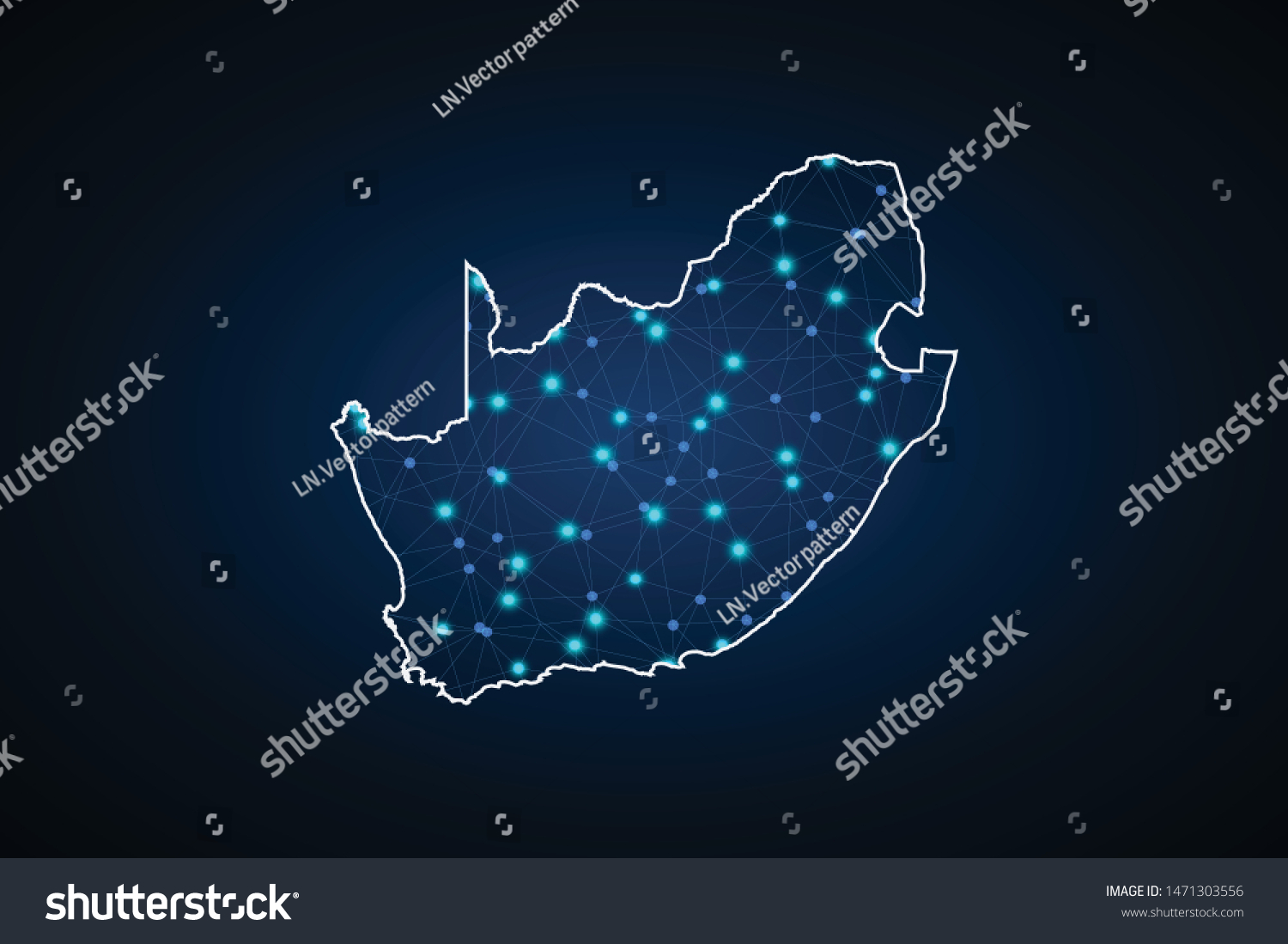 Map Of South Africa. Wire Frame 3d Mesh - Royalty Free Stock Vector 