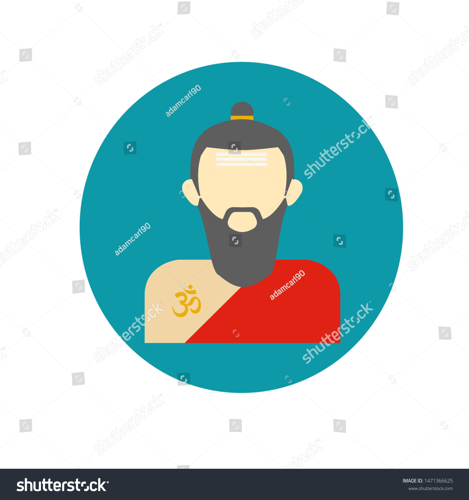 Hindu monk single icon vector. Brahmin avatar - Royalty Free Stock ...