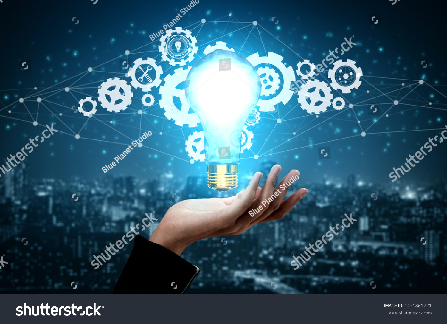 Innovation Technology for Business Finance Concept. Modern graphic interface showing symbol of innovative ideas thinking, research and development study. #1471861721