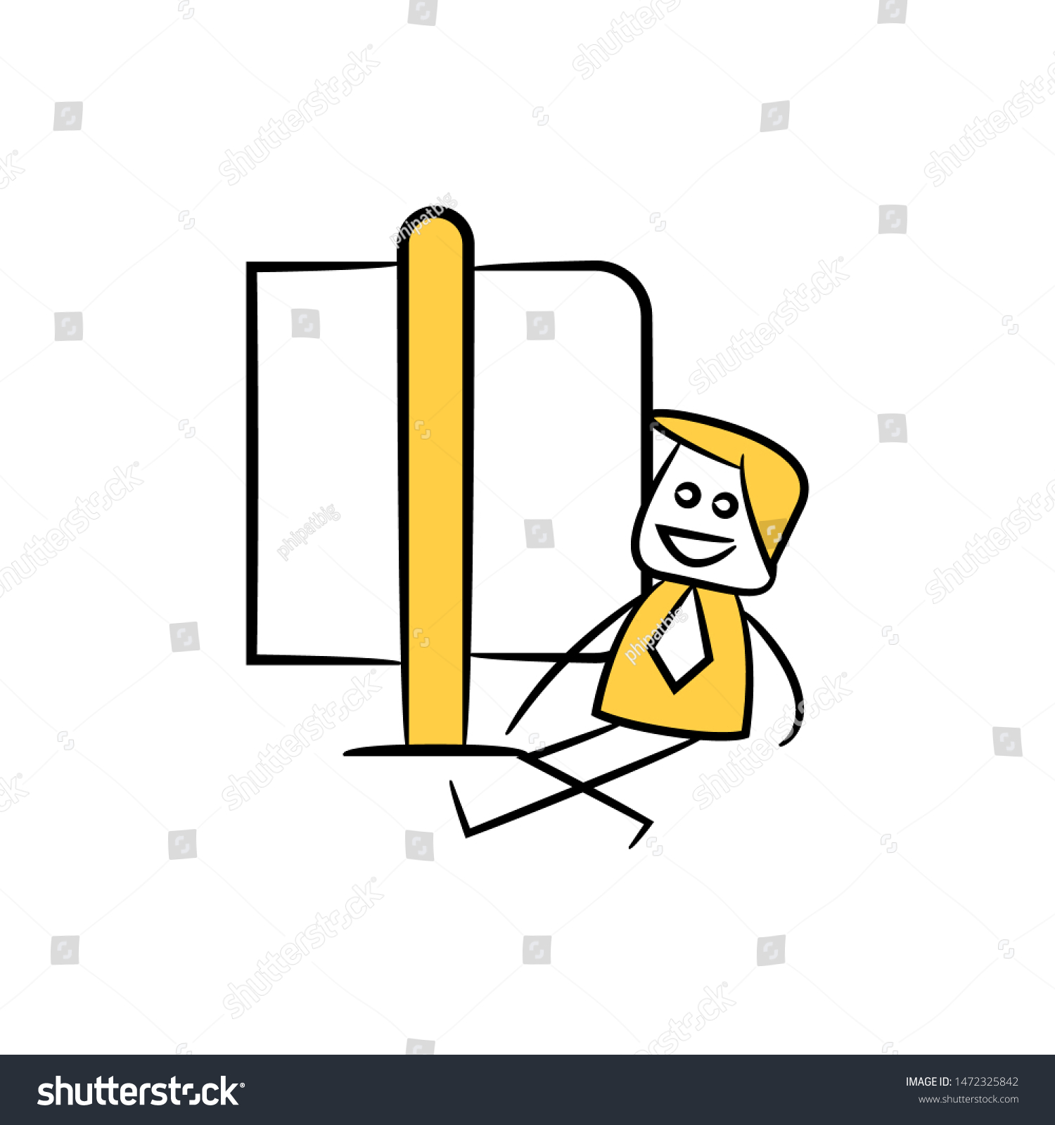 stick figure businessman present with guidepost, - Royalty Free Stock ...