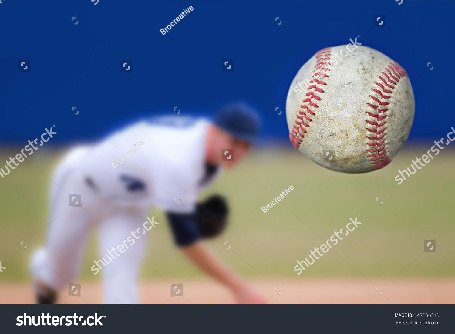 Baseball Pitcher Throwing ball, selective focus #147286310