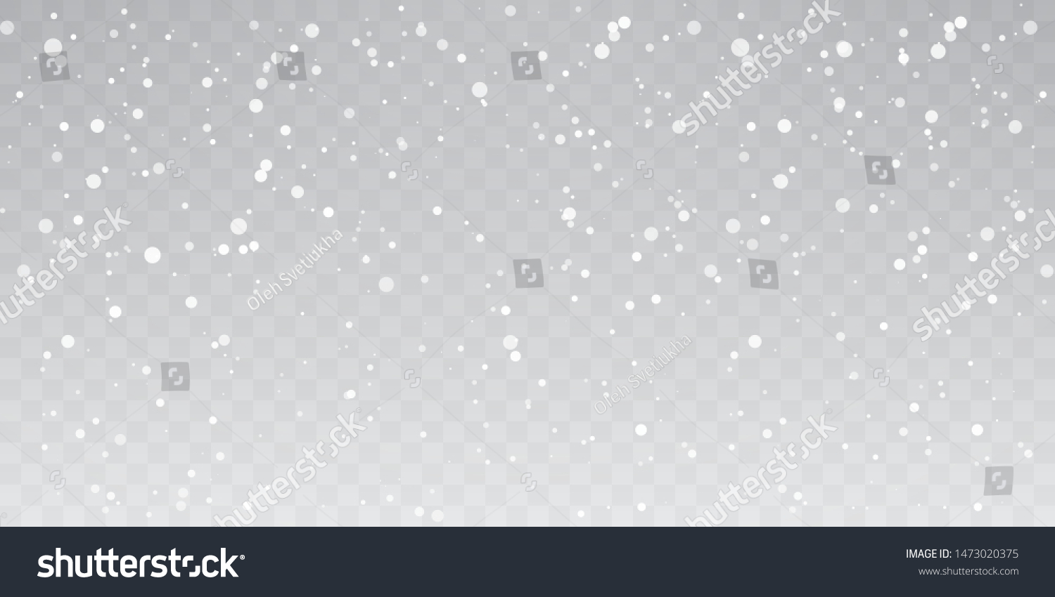 Christmas snow. Heavy snowfall. Falling snowflakes on transparent background. White snowflakes flying in the air. Vector illustration. #1473020375