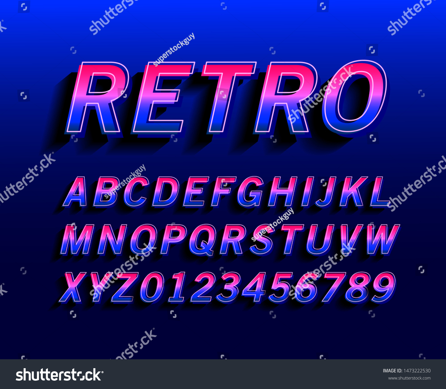 Retro Gradient Font Alphabet collection - Royalty Free Stock Vector ...