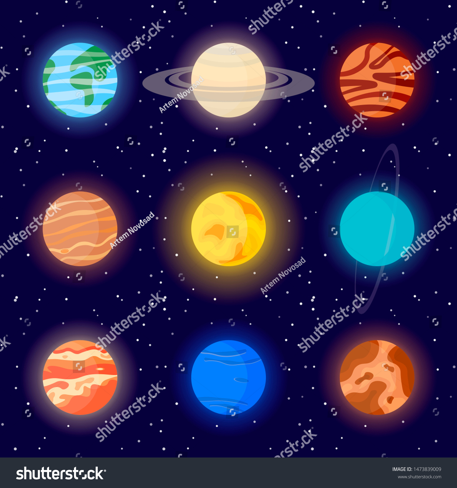 Icons of planets of the solar system and the sun - Royalty Free Stock ...