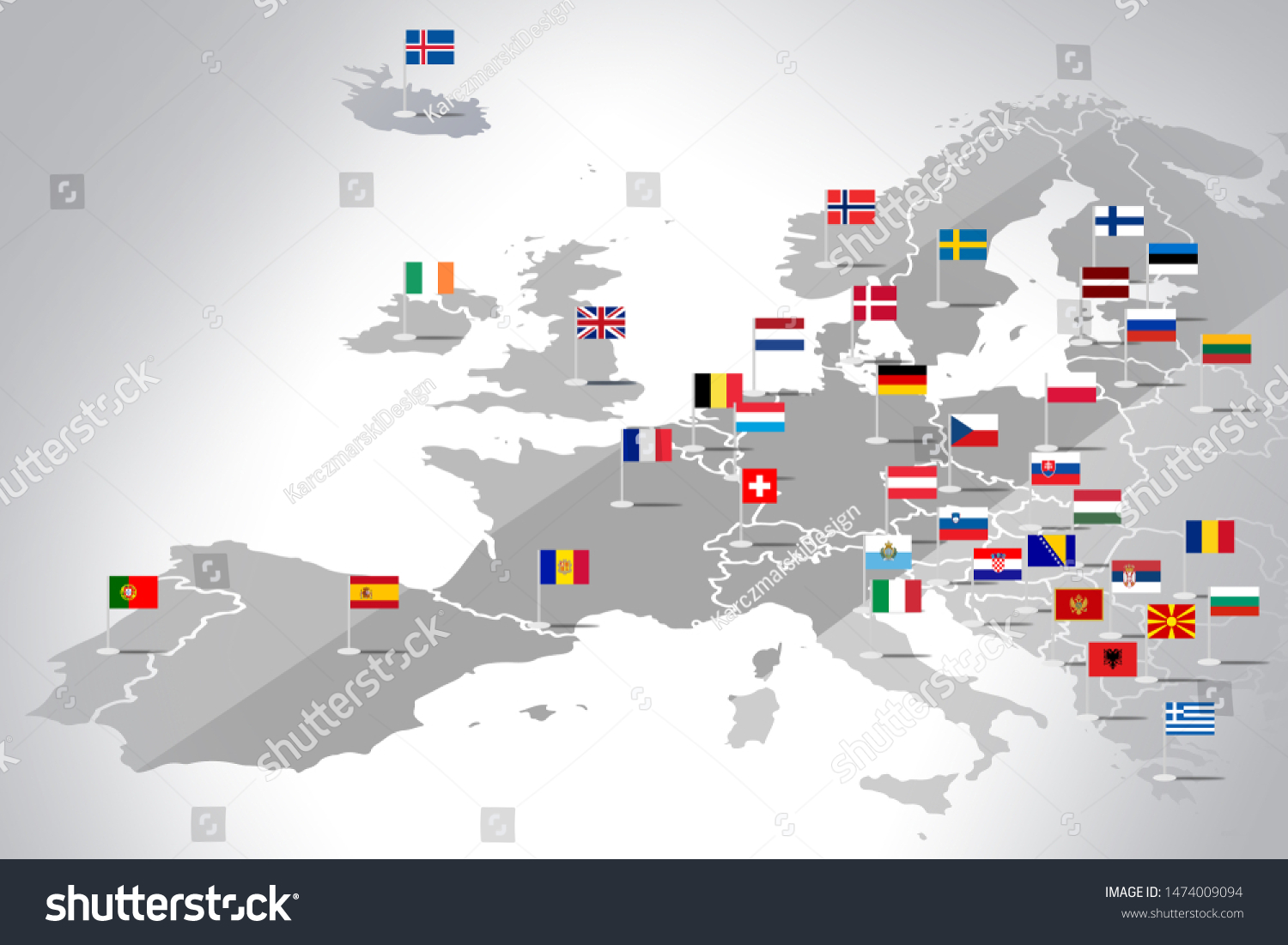 Europe map with flags of member states - Royalty Free Stock Photo ...