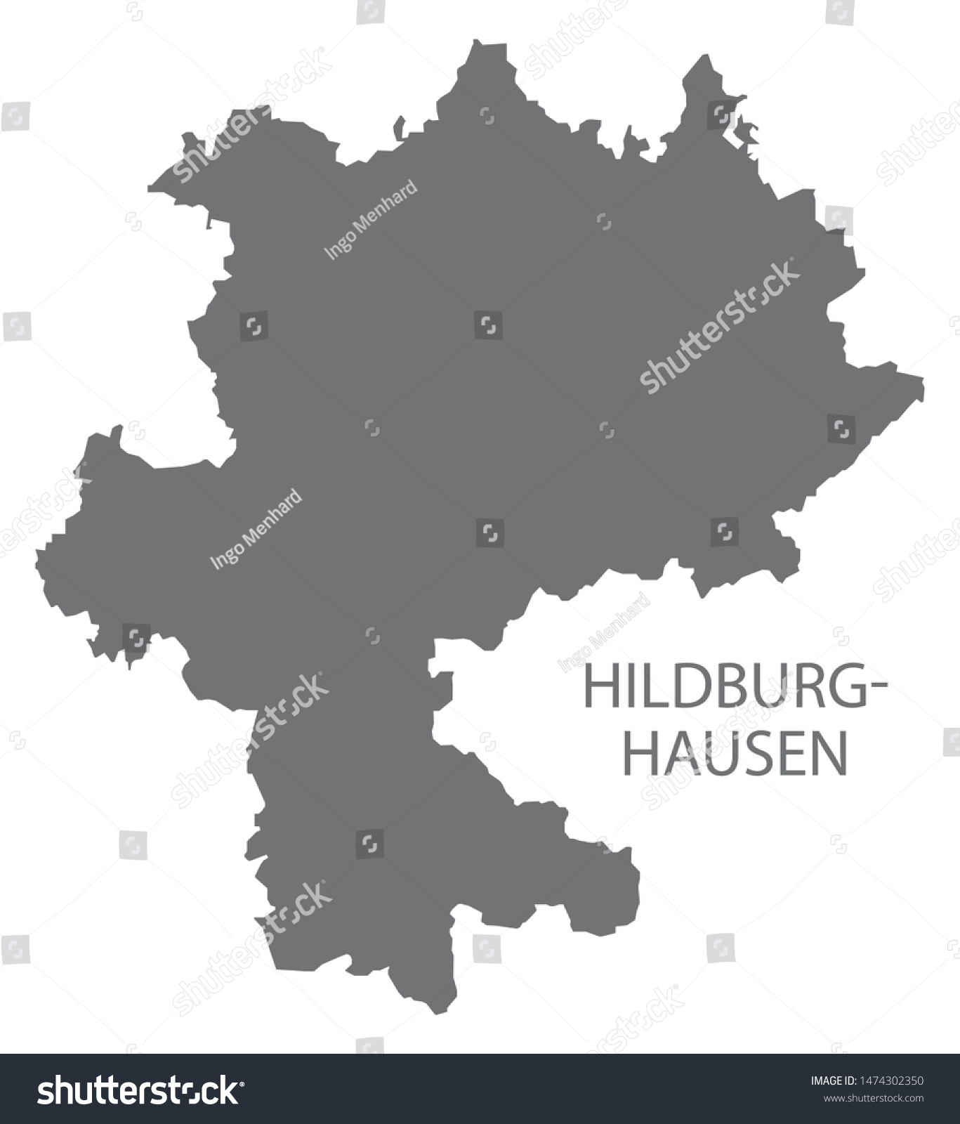 Hildburghausen Grey County Map Of Thuringia - Royalty Free Stock Vector ...