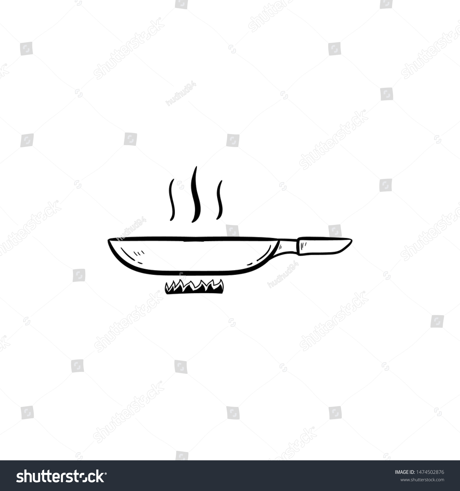 Frying Pan Hand Doodle Drawn Outline Vector Royalty Free Stock Vector Avopix Com