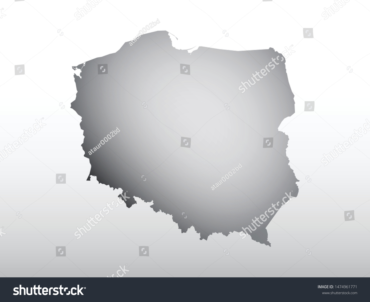 Gray color Poland map with dark and light effect - Royalty Free Stock ...