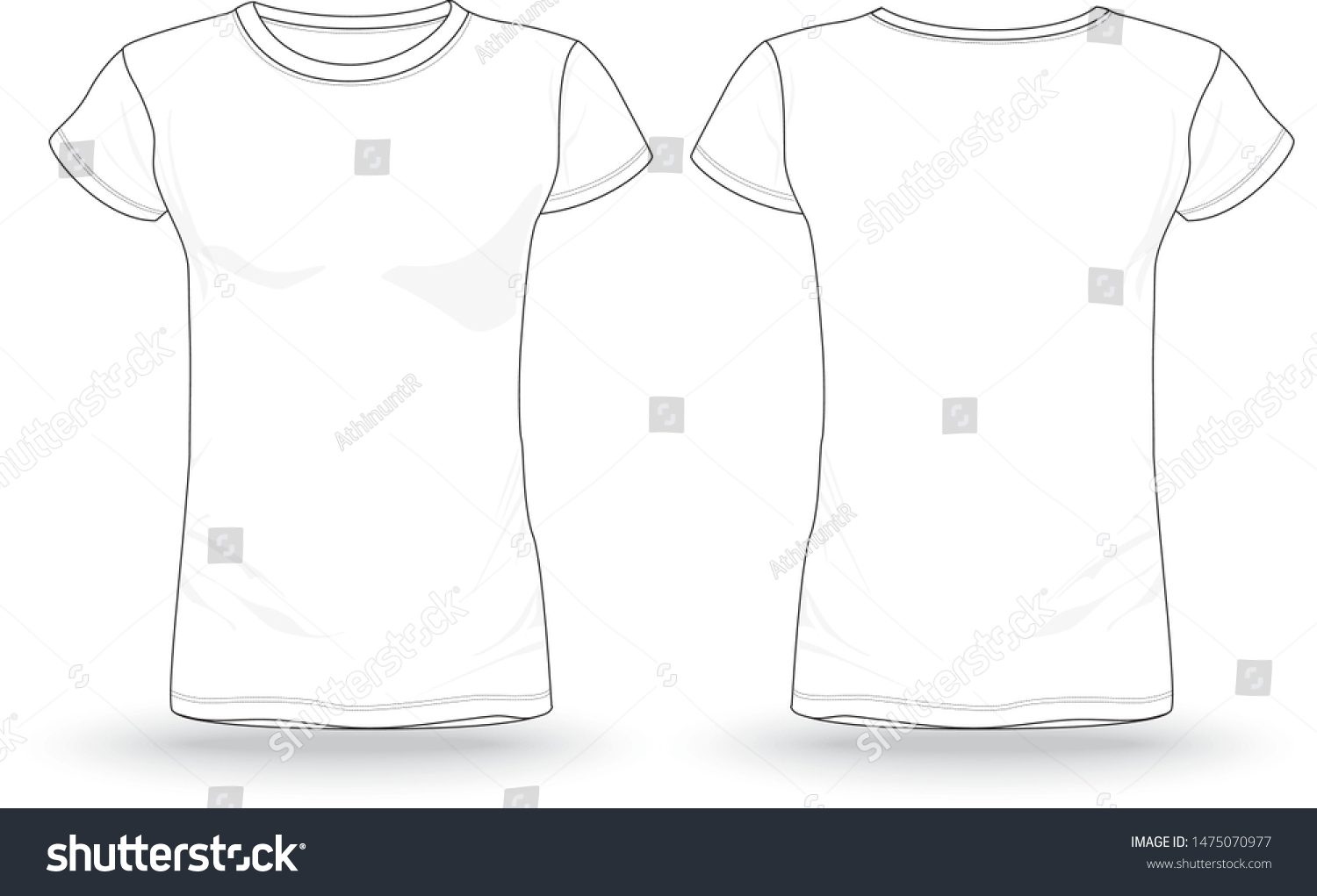 Girl Blank White T Shirt Template Royalty Free Stock Vector