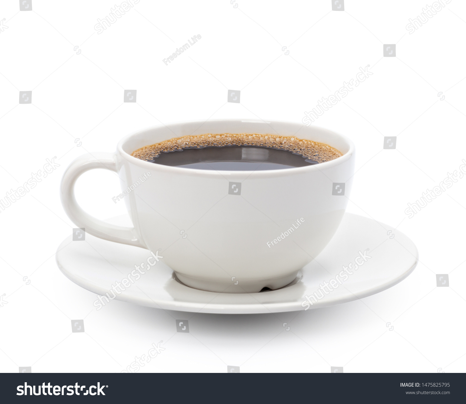 White cup of black coffee isolated on white background with clipping path #1475825795
