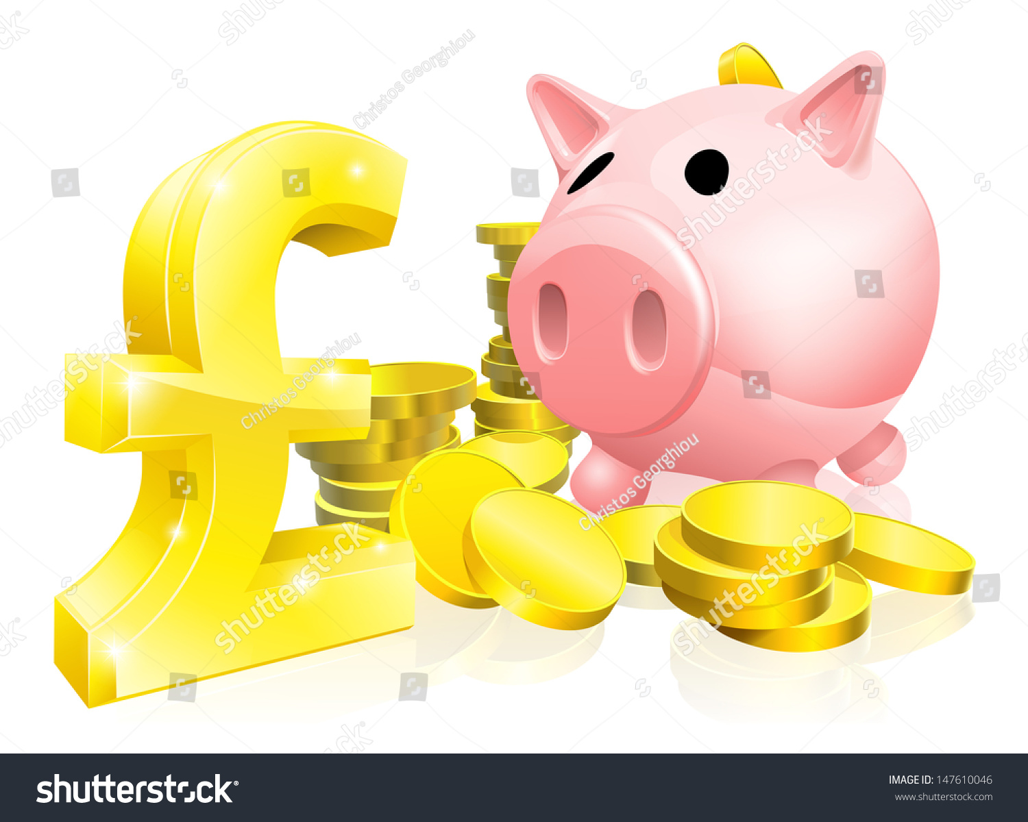 Illustration of a pink piggy bank with lots of - Royalty Free Stock ...