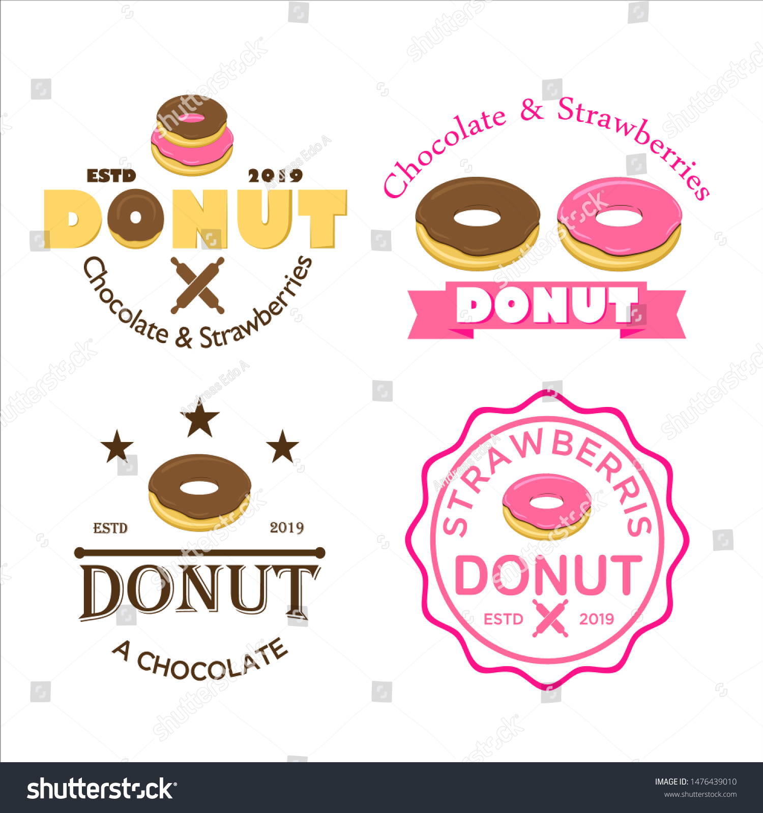 Vector Retro Vintage Emblem, Donut Logo Icon - Royalty Free Stock 