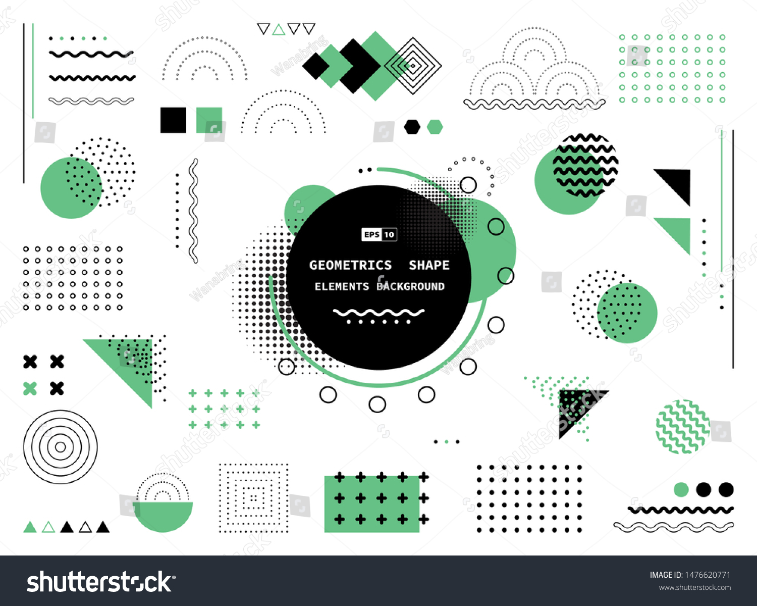 Abstract green and black geometric shape of modern elements cover design. Use for poster, artwork, template design, ad, print. illustration vector eps10 #1476620771