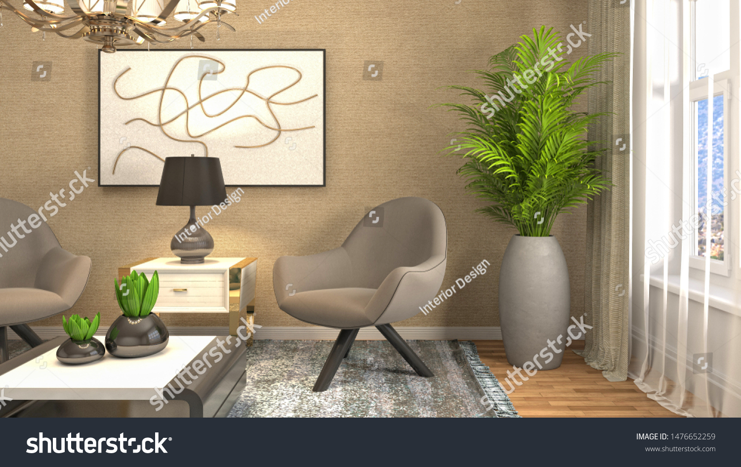 interior with chair. 3d illustration. #1476652259