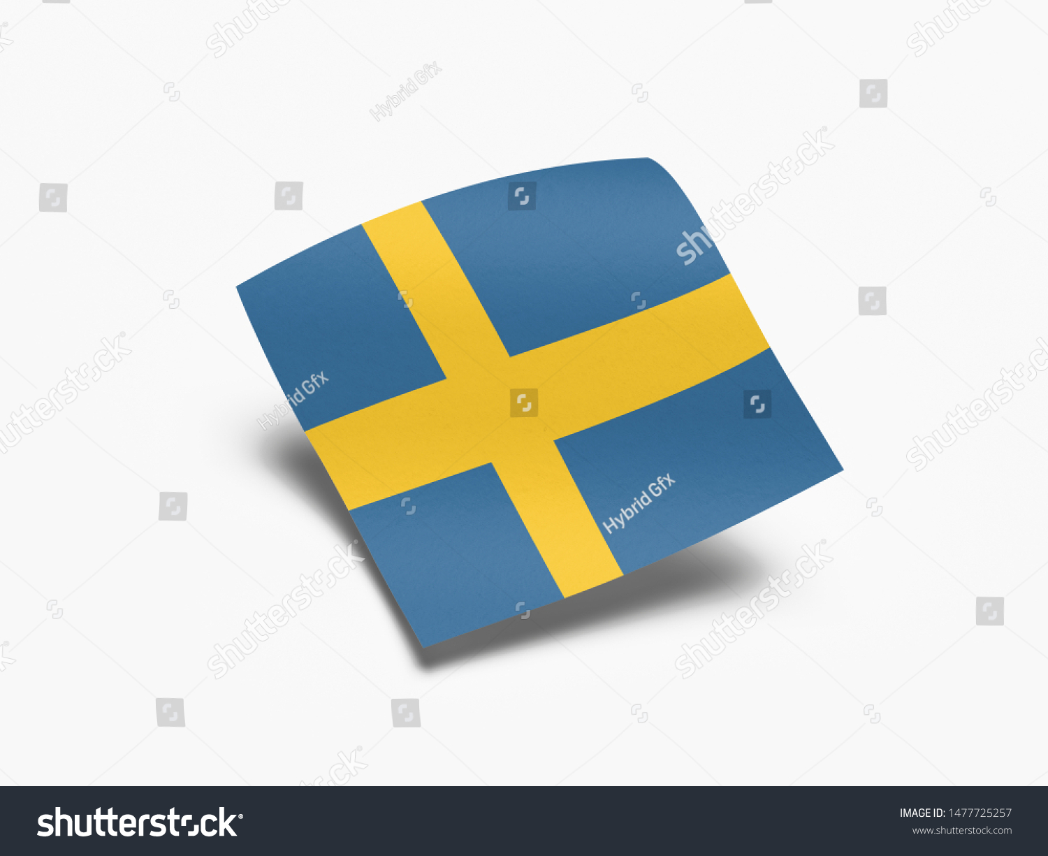 Waving Flag of Sweden, Flag of Sweden in White Background. #1477725257