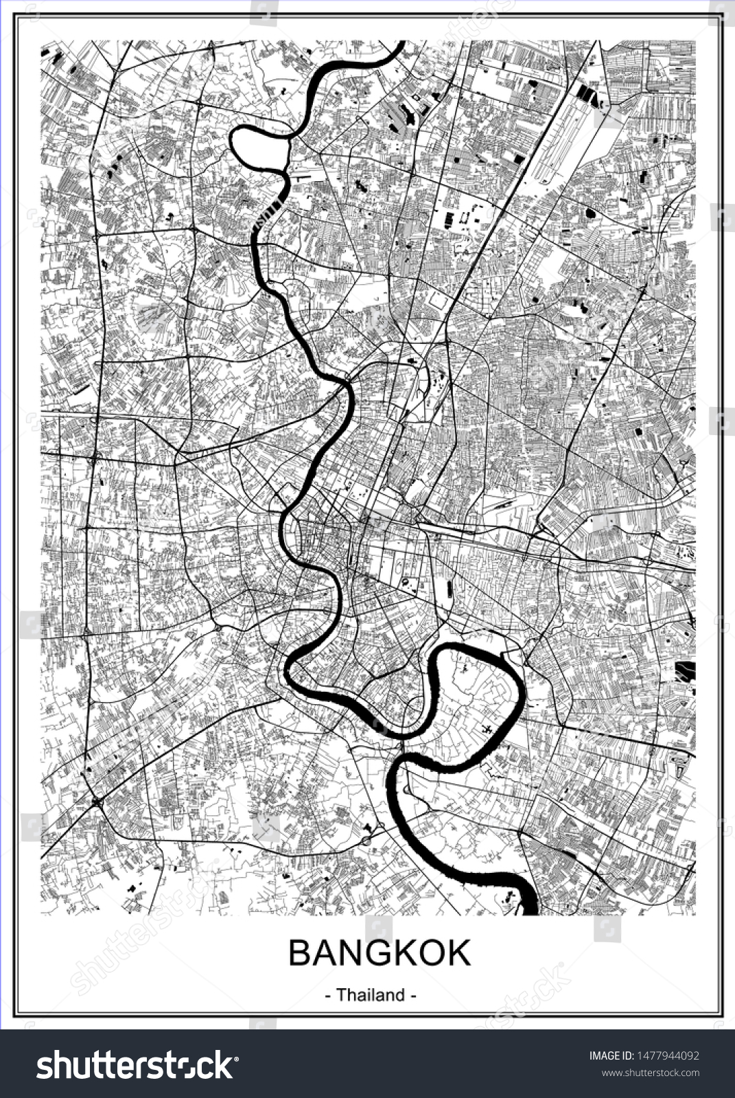 vector map of the city of Bangkok, Krung Thep - Royalty Free Stock ...