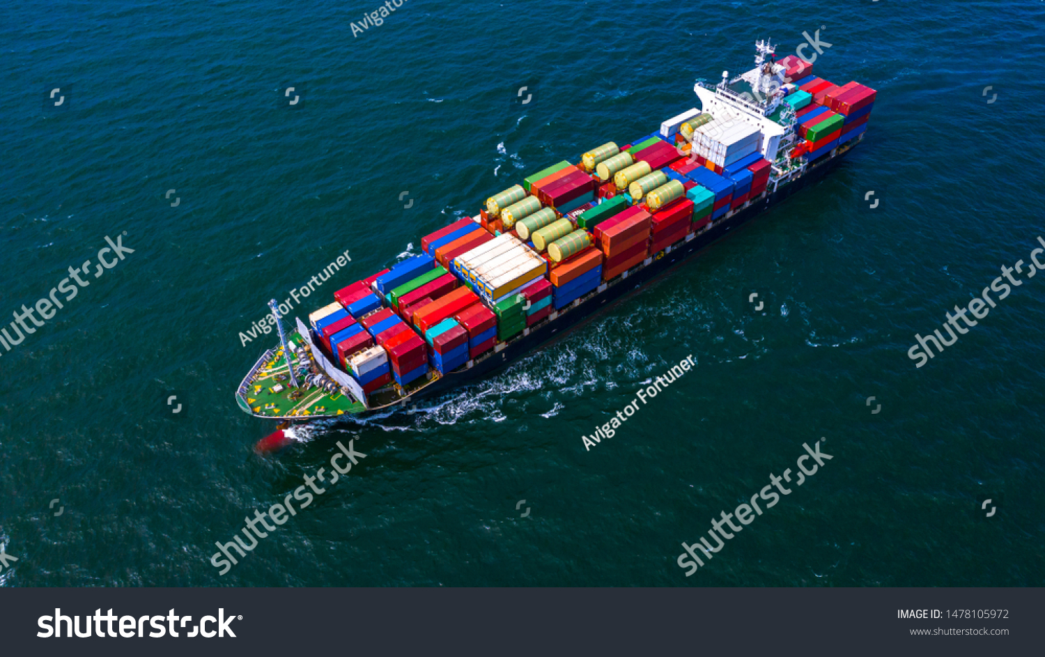 Container ship carrying container for business freight import and export, Aerial view container ship arriving in commercial port. #1478105972