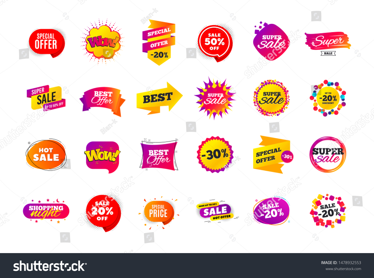 Sale banner badge. Special offer discount tags. Coupon shape templates design. Cyber monday sale discounts. Black friday shopping icons. Best ultimate offer badge. Super discount icons. Vector banners #1478932553