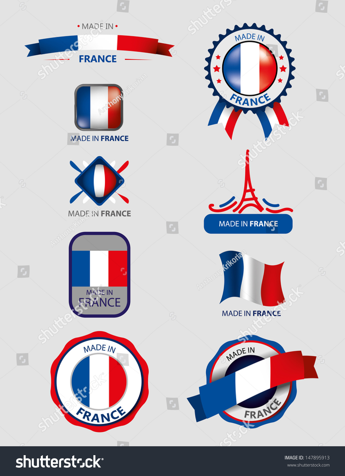 Made in France, Seals, Flags - Royalty Free Stock Vector 147895913 ...