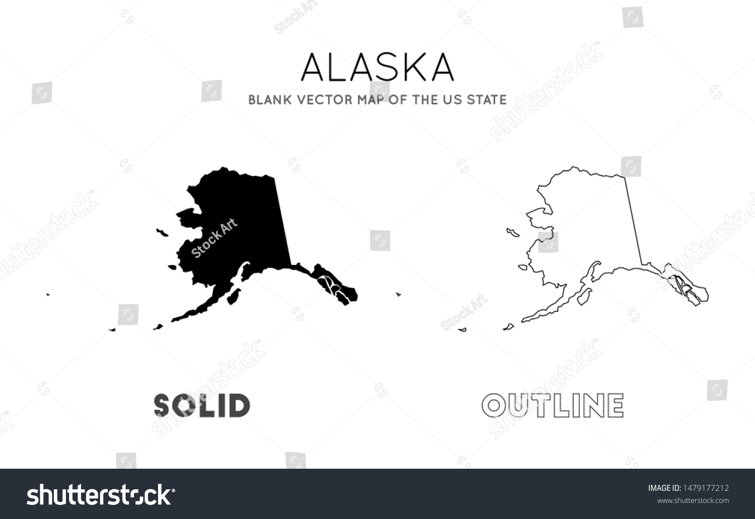 Alaska Map Blank Vector Map Of The Us State Royalty Free Stock Vector 1479177212 0196